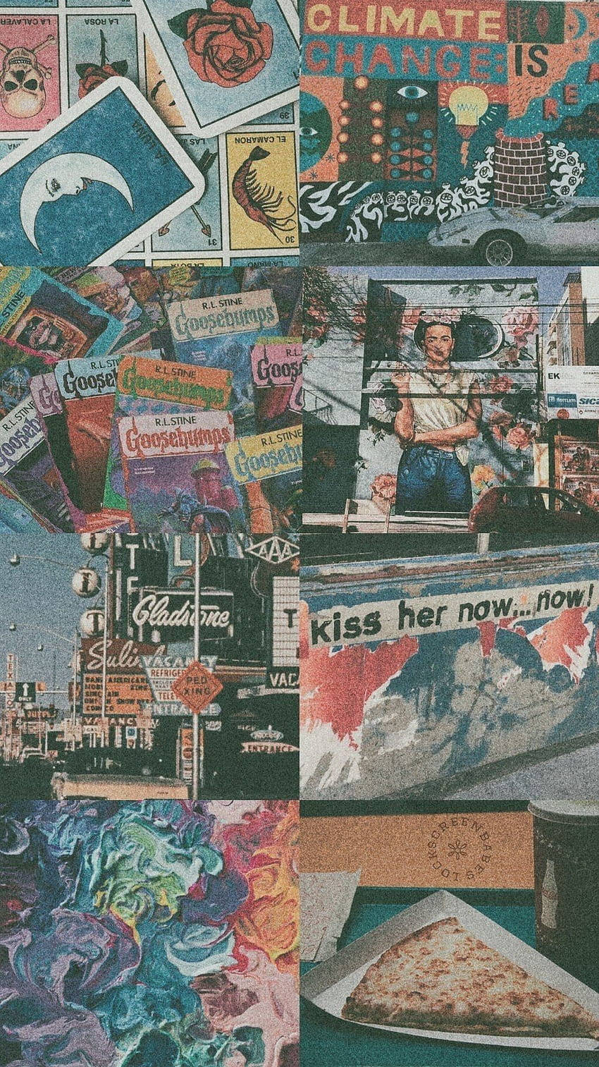 Vintage 70s Popular Icons Background