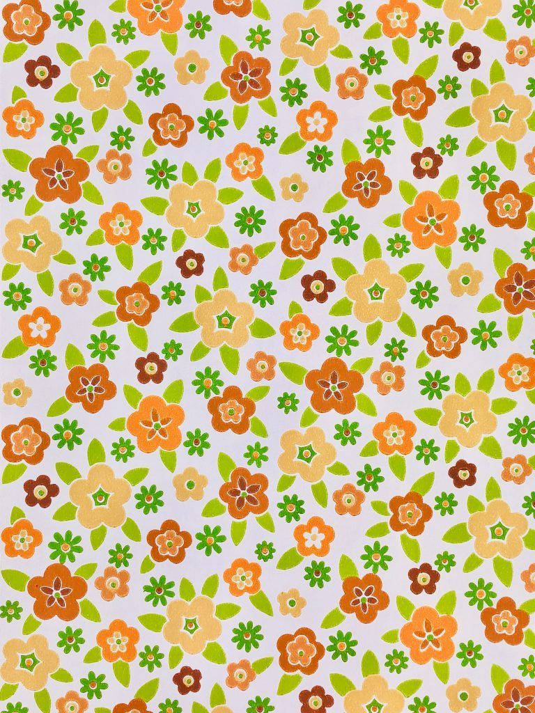 Vintage 70s Red Flowers Background