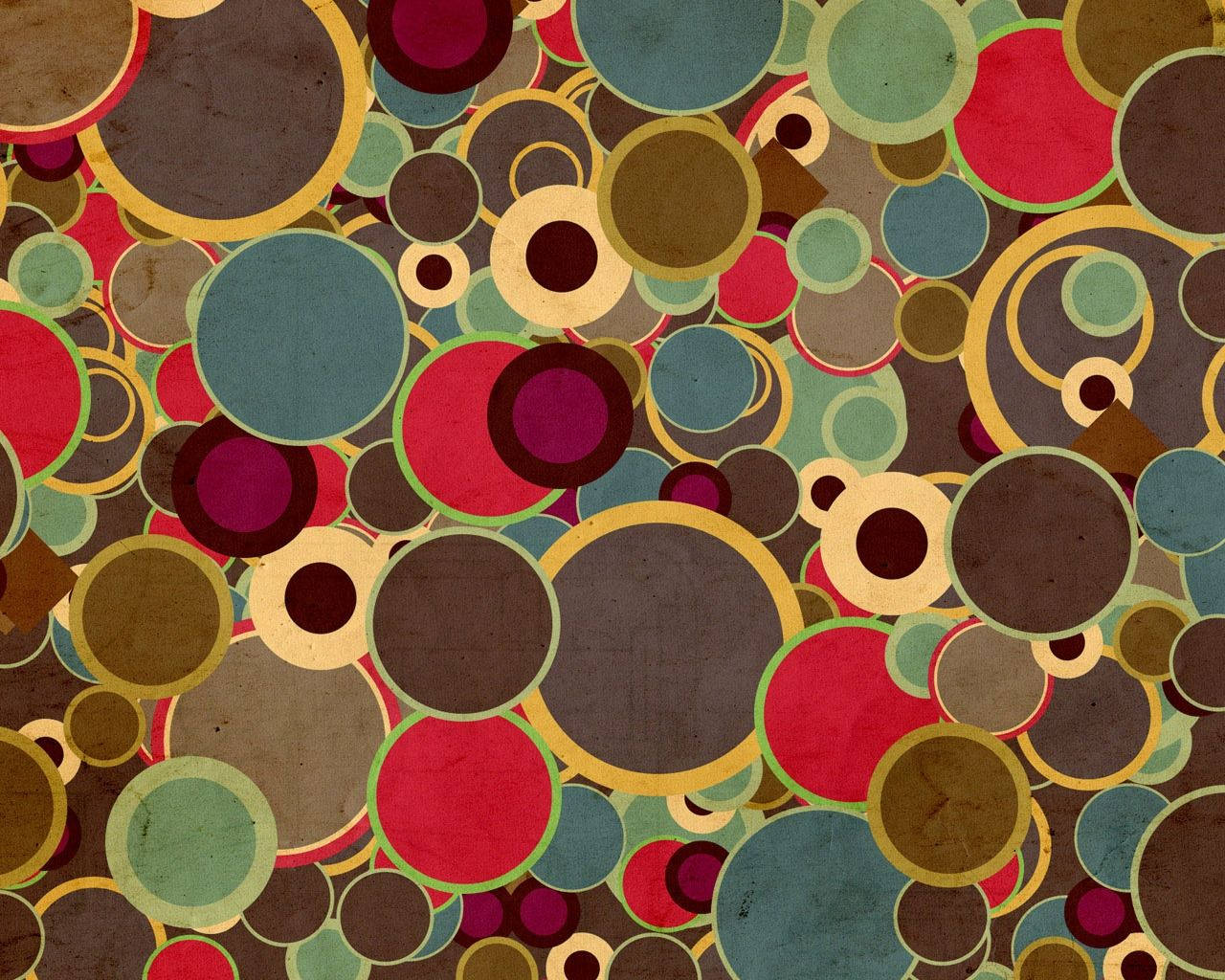 Vintage 70s With Colorful Circles Background