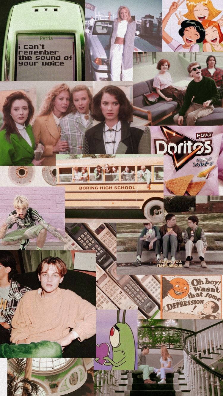 Vintage 90's Moodboard Aesthetic Background