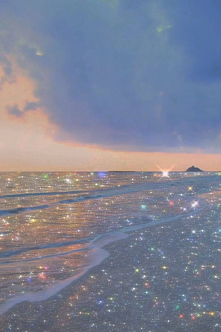 Vintage Aesthetic Clouds Sparkly Beach