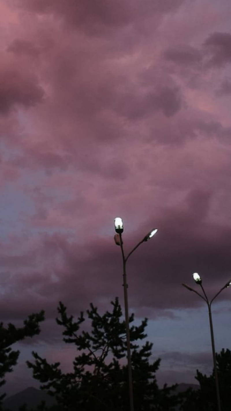 Vintage Aesthetic Clouds Street Light Background