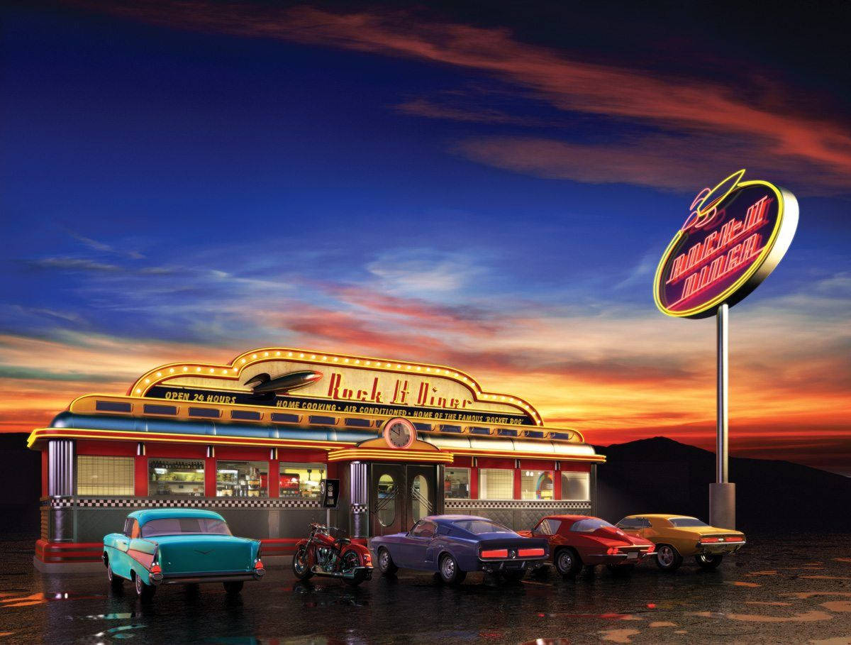Vintage Aesthetic Of 50s American Diner Background