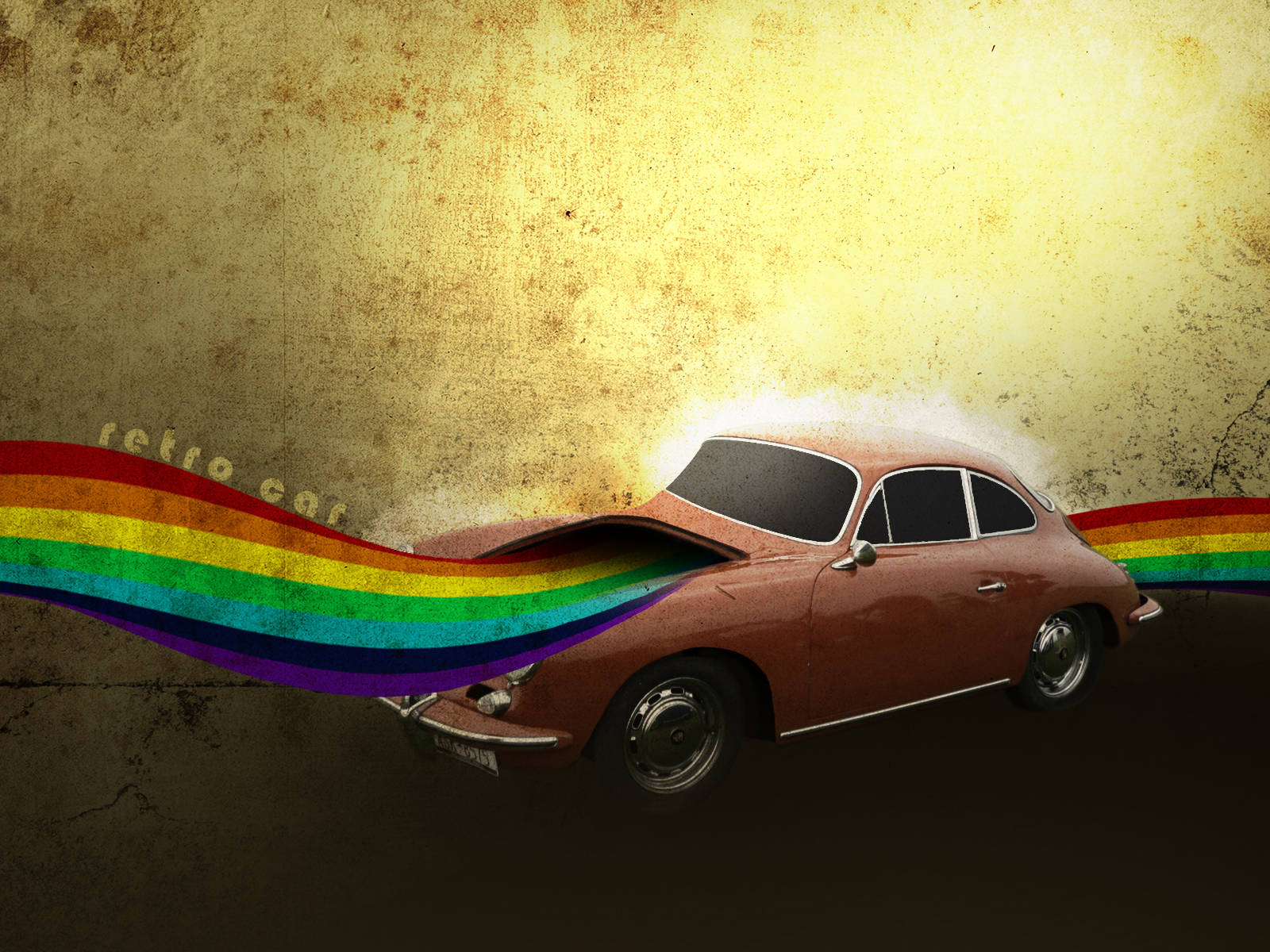Vintage Aesthetic Rainbow Car Background