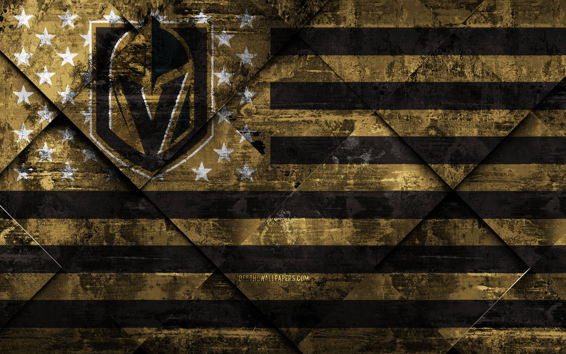 Vintage American Flag With Vegas Golden Knights