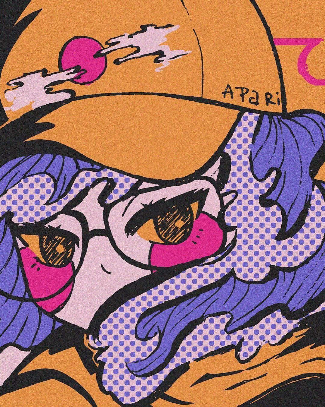 Vintage Anime Girl Retro Background