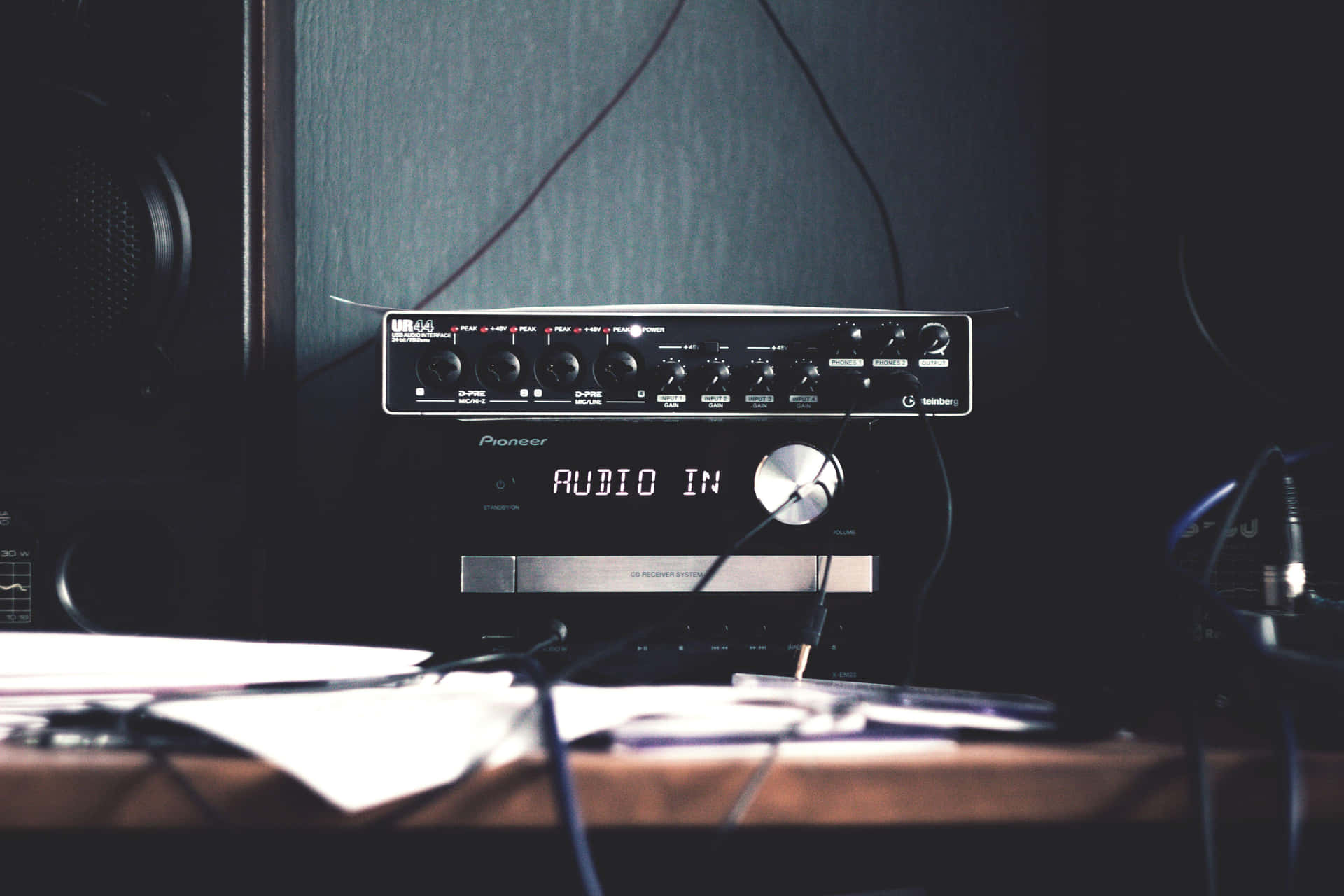 Vintage Audio Equipment Setup Background