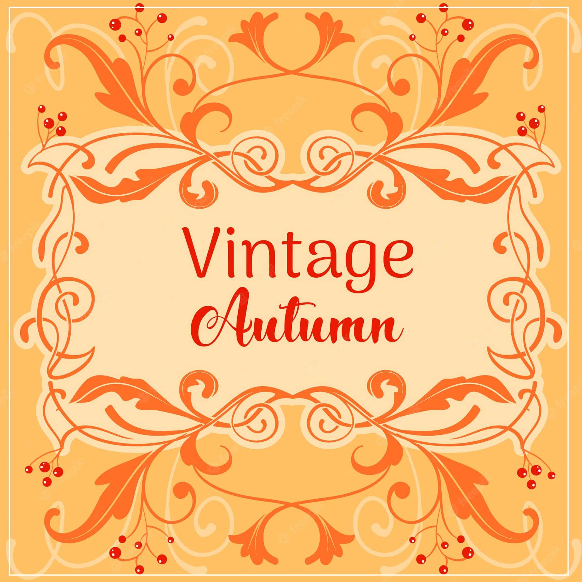 Vintage Autumn Floral Border Background