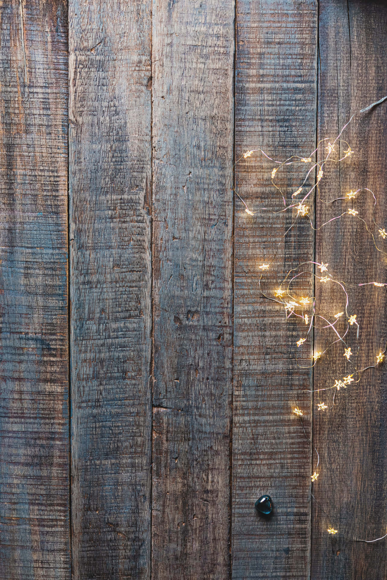 Vintage Barn Wood With Decorative Lights Wooden Background