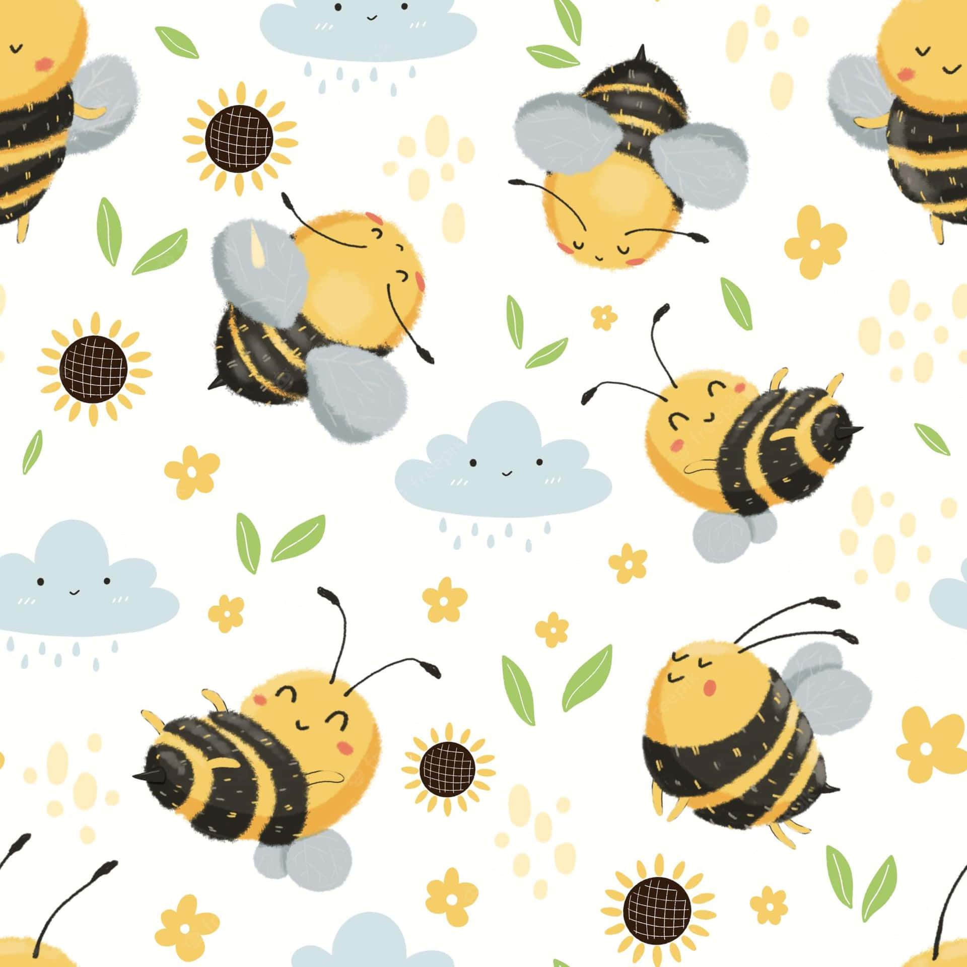 Vintage Bee Spreads Its Wings Background