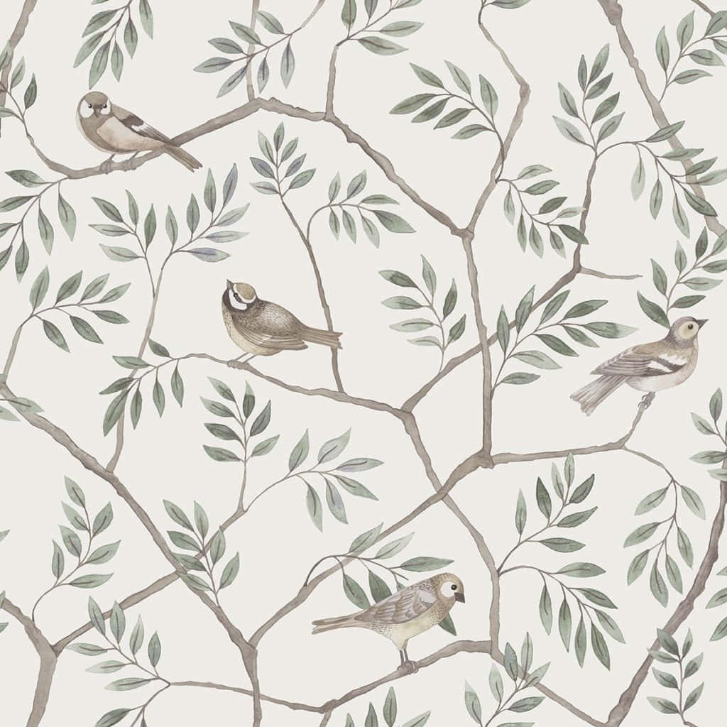 Vintage Birdsand Branches Pattern Background