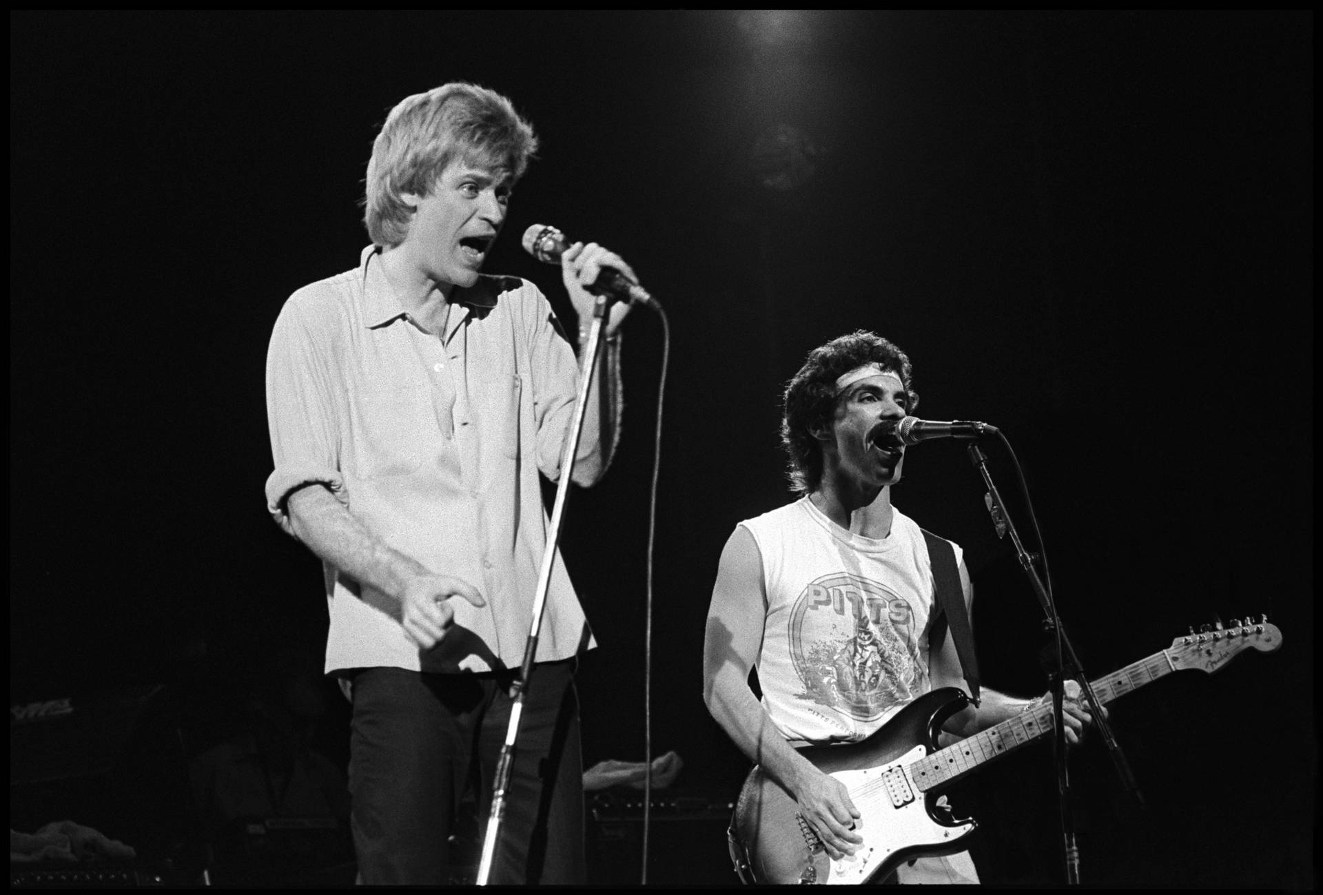 Vintage Black And White Image Of Daryl Hall And John Oates Background