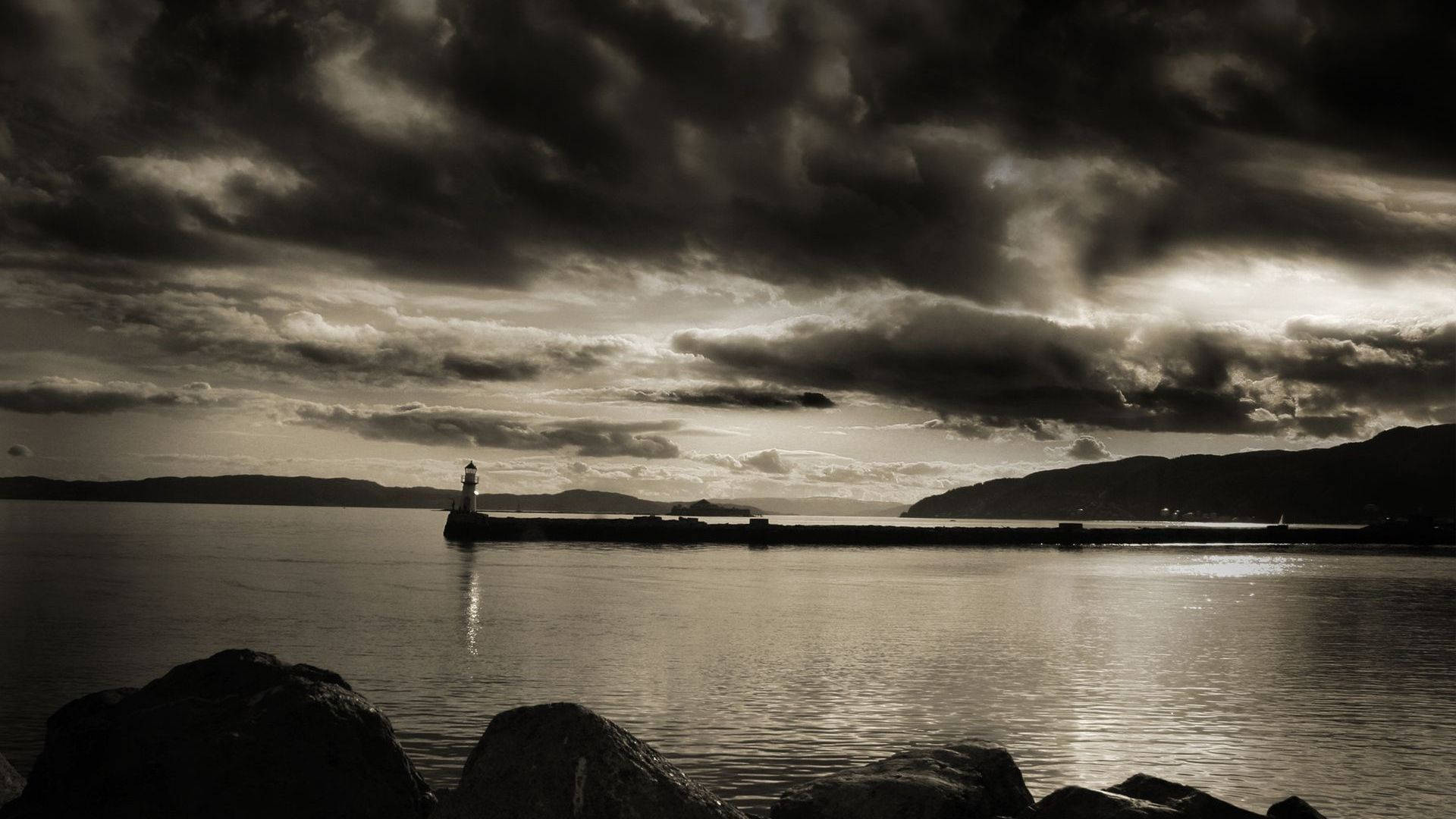 Vintage Black And White Lighthouse