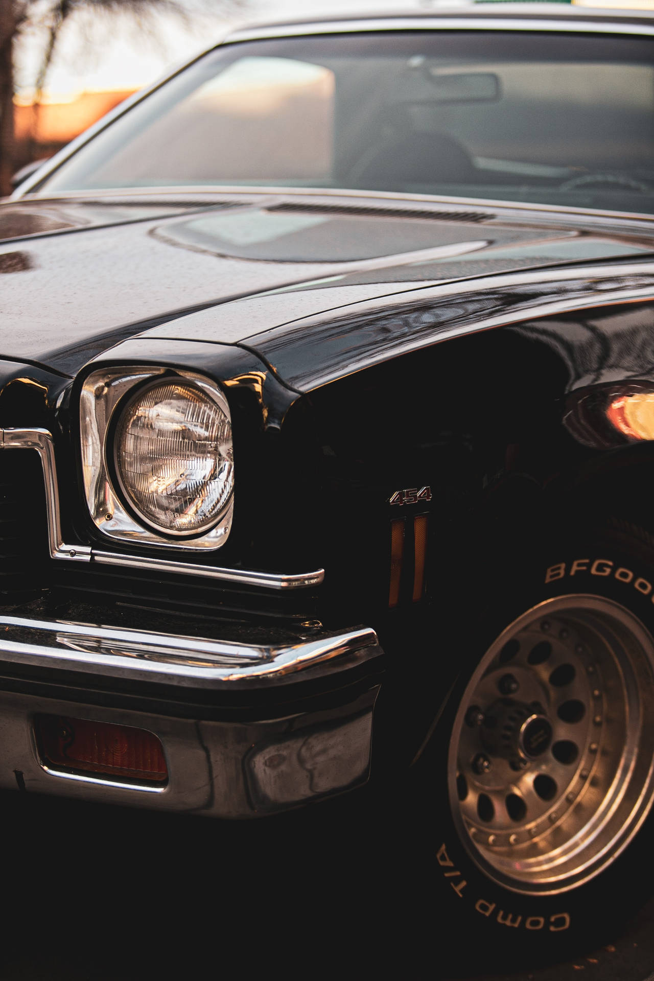 Vintage Black Car Chrome Background