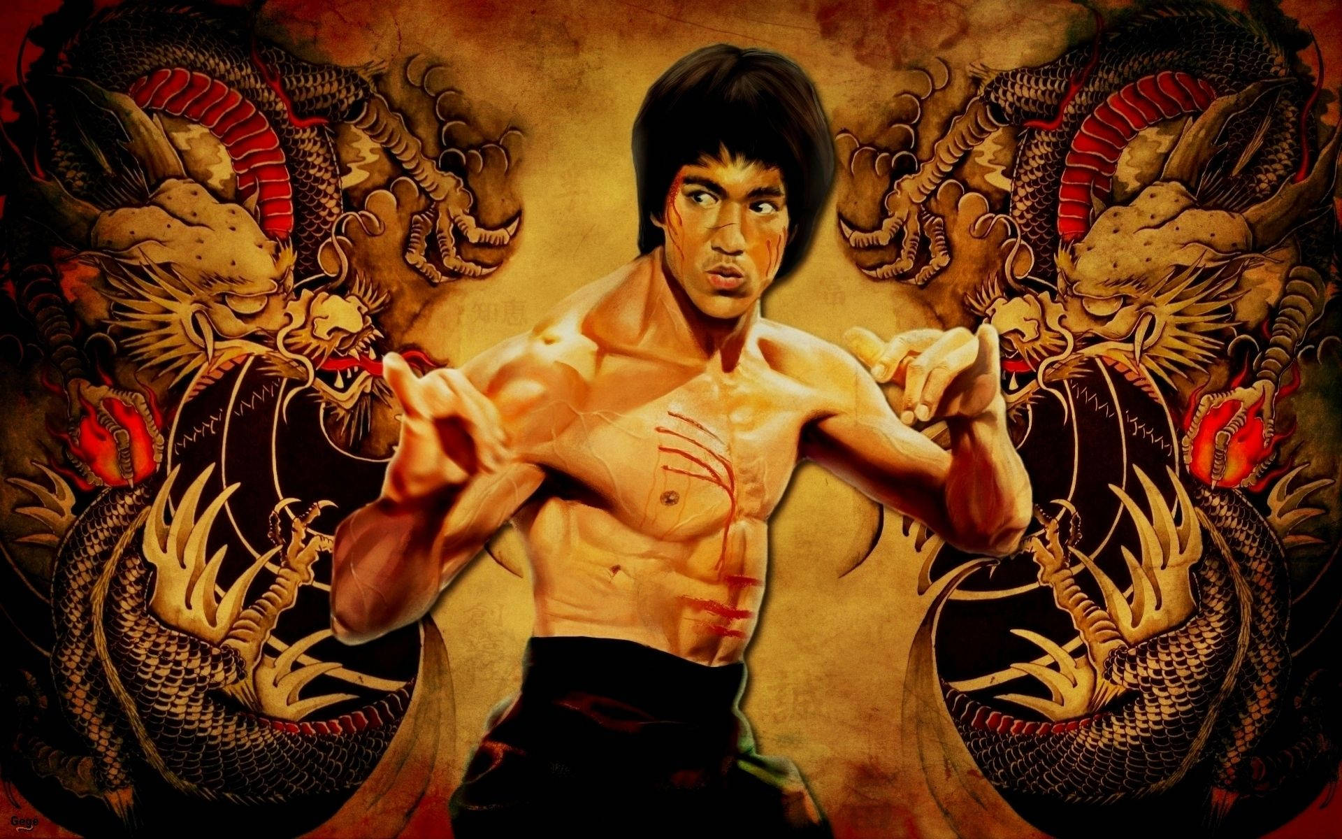 Vintage Bruce Lee Double Dragon Background
