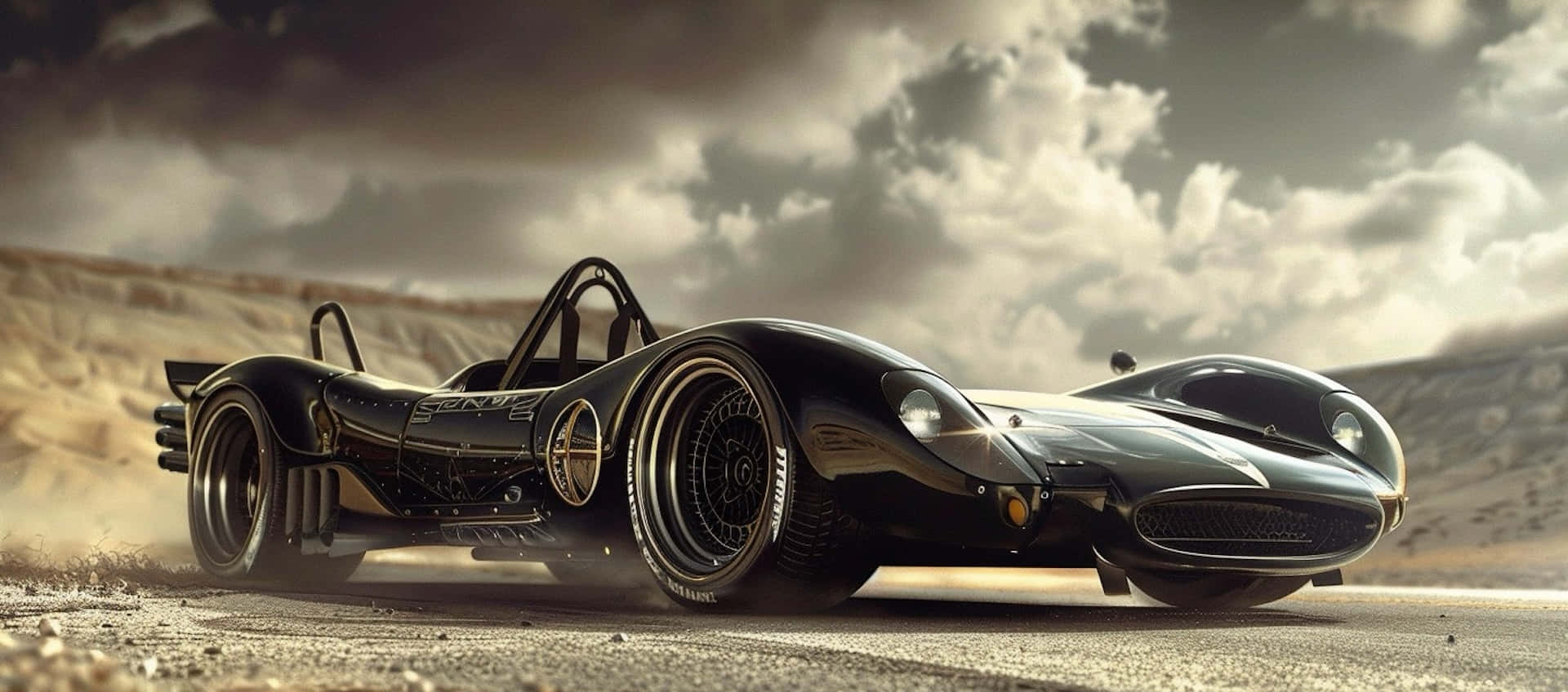 Vintage Can Am Racer Desert Backdrop Background