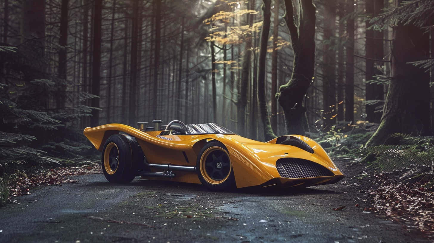 Vintage Can Am Racer In Forest Background