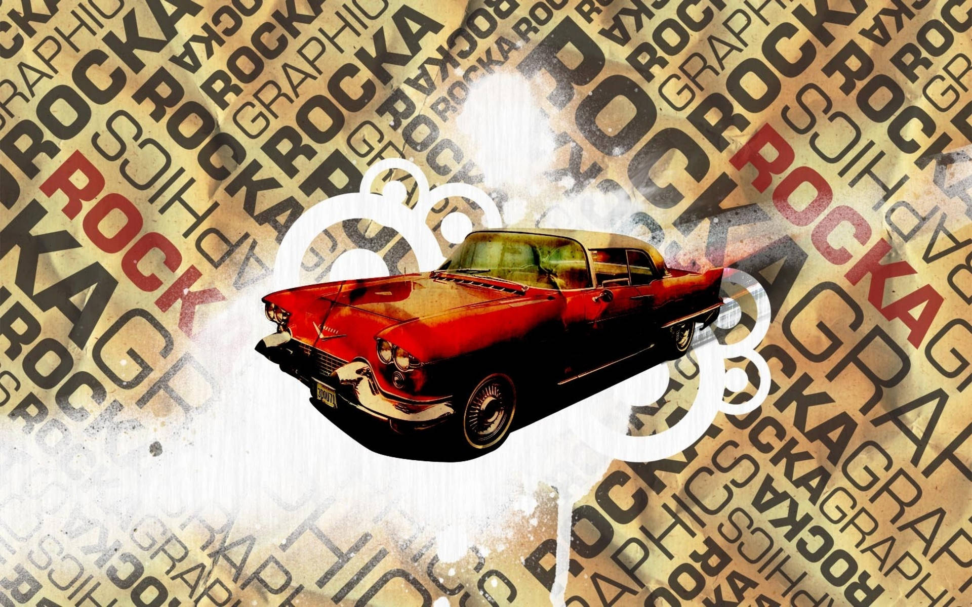 Vintage Car On A Typography Background