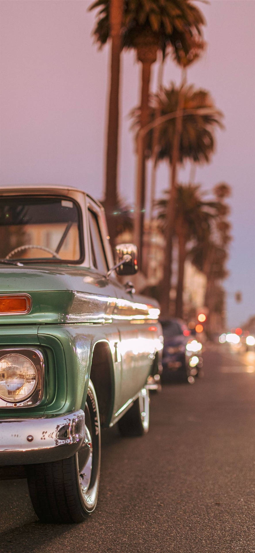 Vintage Car On Santa Monica Boulevard Background