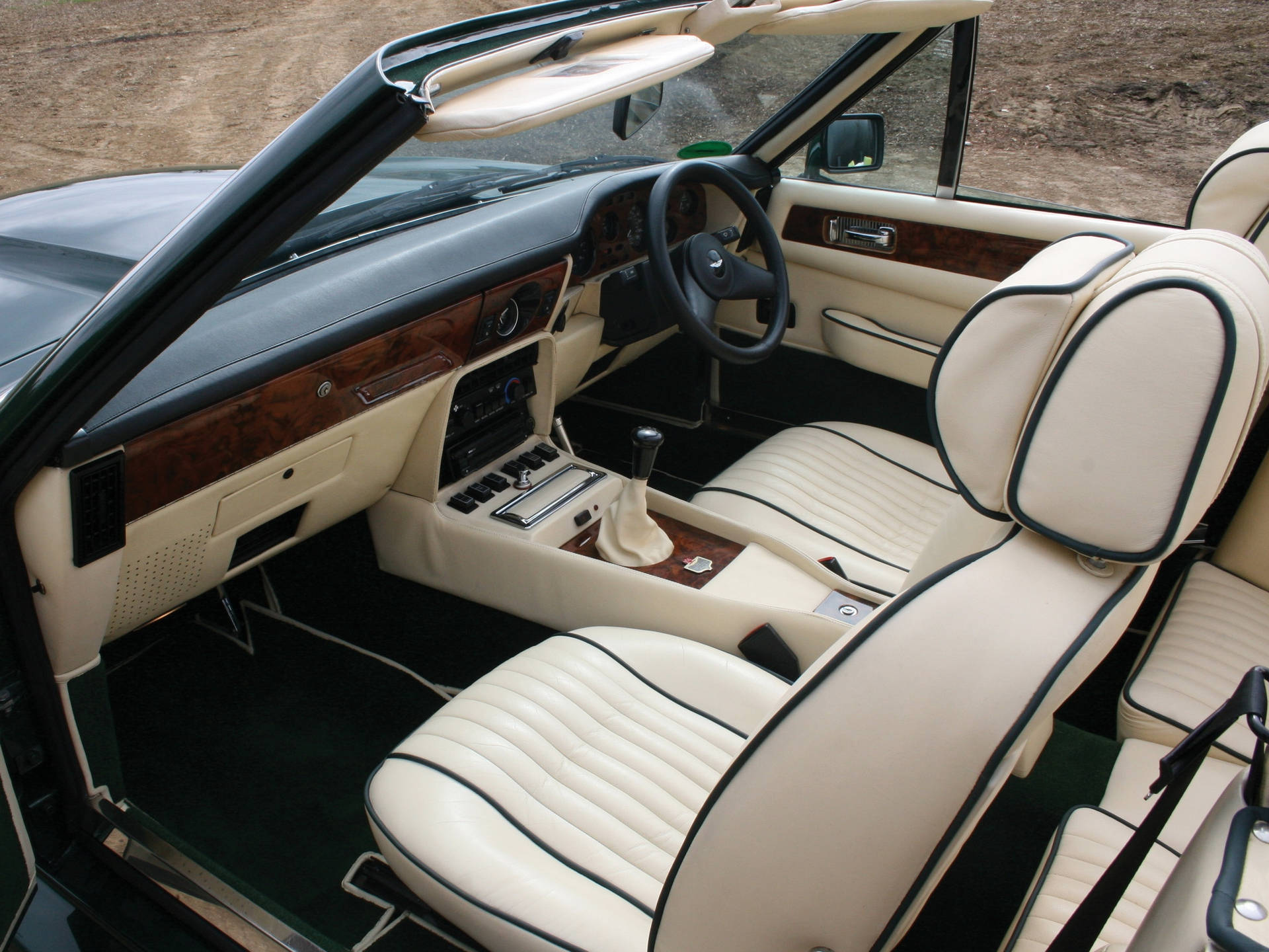 Vintage Car With Beige Interior Background