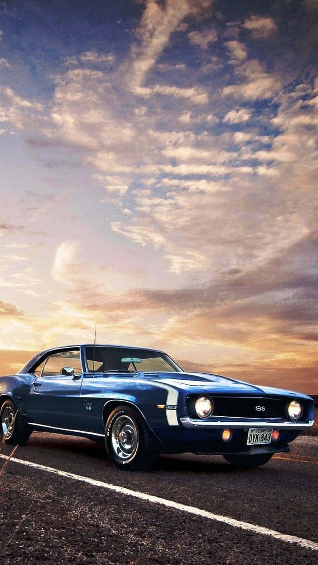 Vintage Car With Clouds Iphone Background