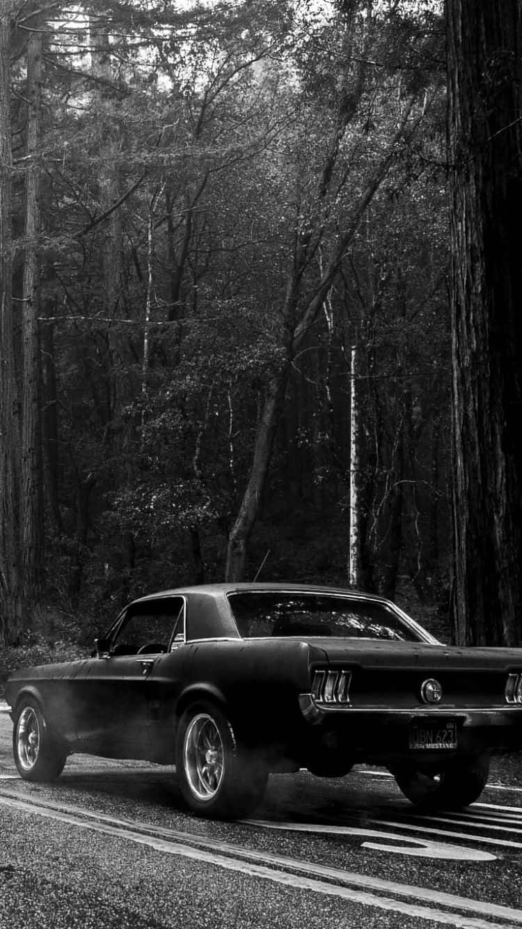 Vintage Car With Trees Iphone Background