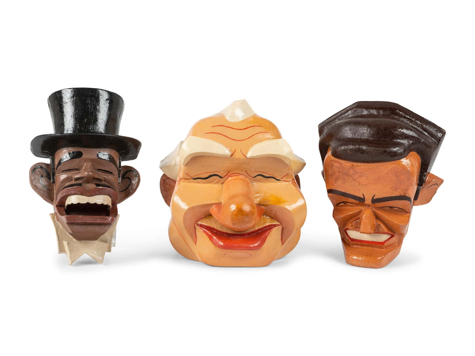 Vintage Caricature Masks Collection Background