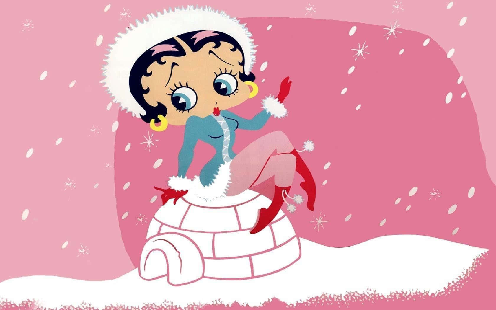 Vintage Cartoon Character Winter Fun Background