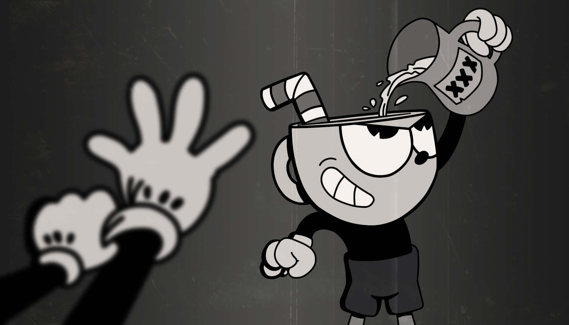 Vintage Cartoon Cup Character Fistfight Background