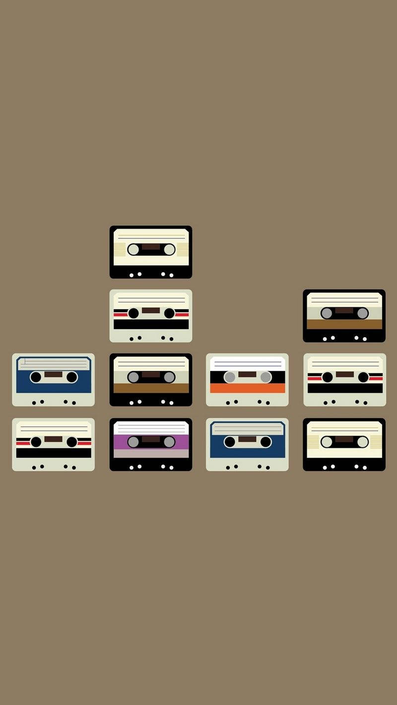 Vintage Cassette Tapes Retro Aesthetic Iphone Background