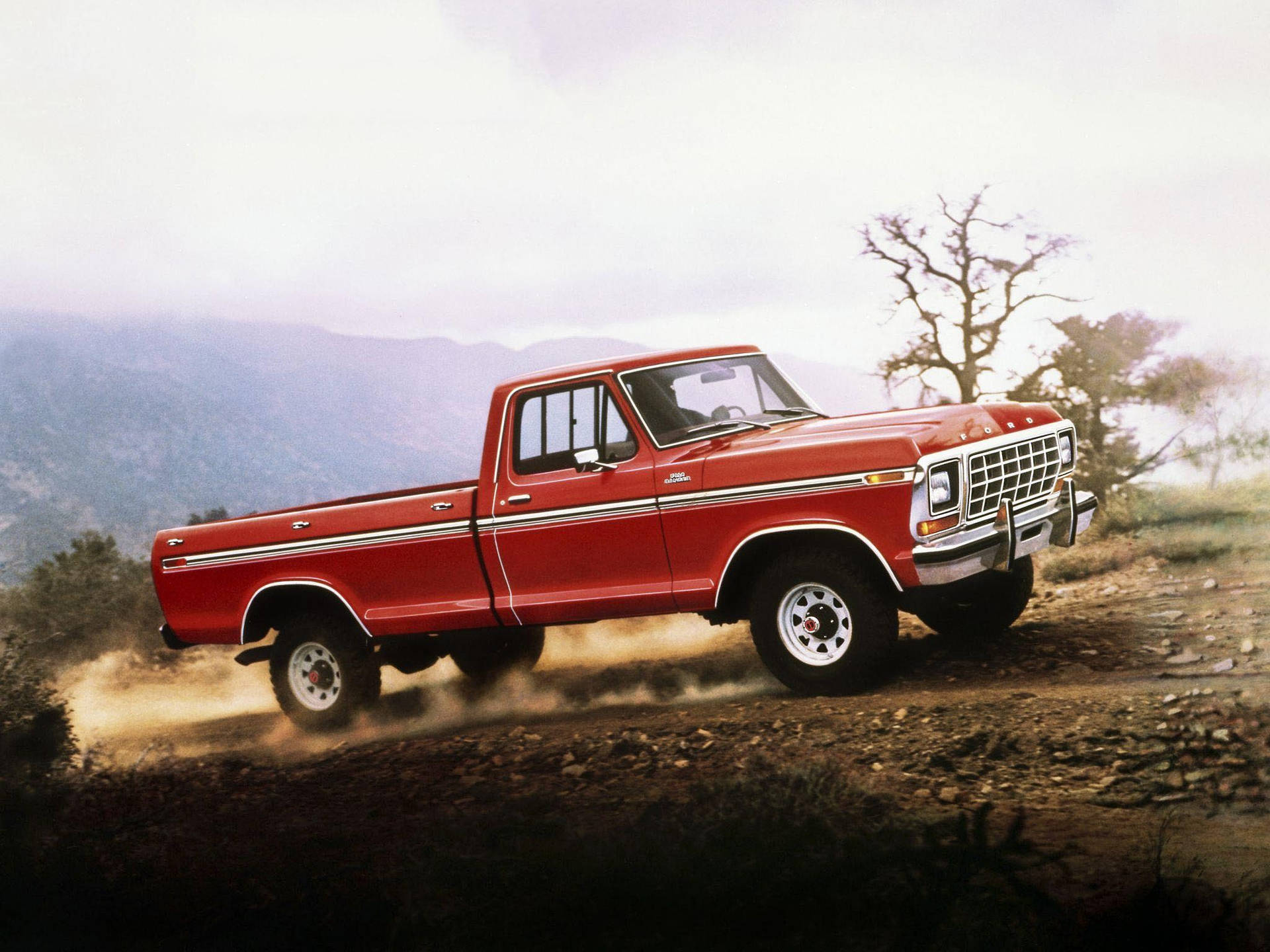 Vintage Charm: Witness The Timeless Beauty Of A Red Old Ford Truck Background