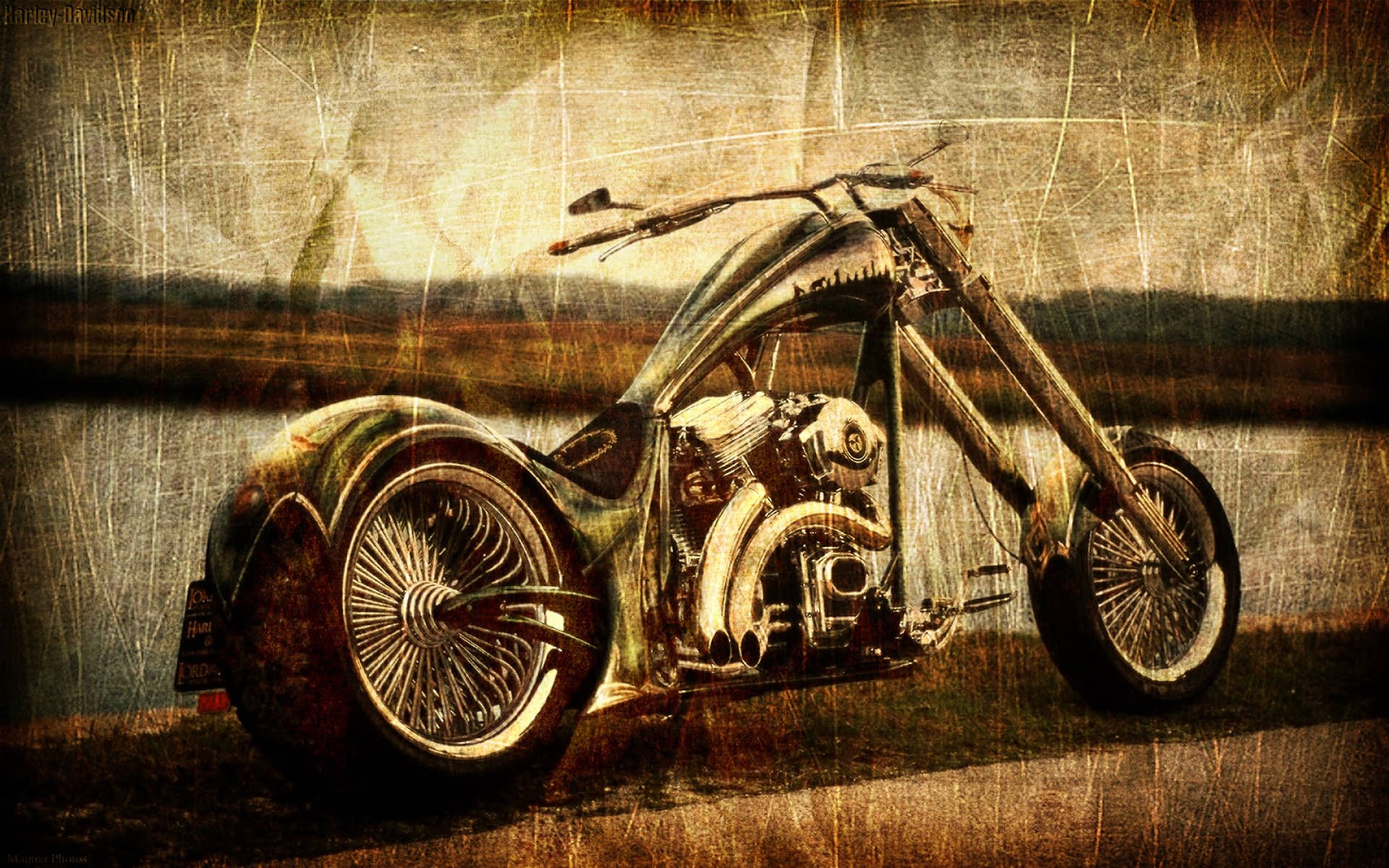 Vintage Chopper Motorcycle Background