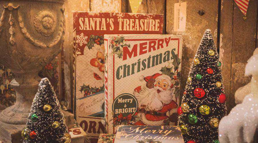 Vintage Christmas Decoration Display Background