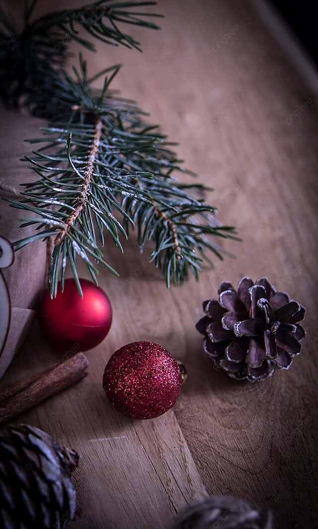 Vintage Christmas Decorations Wooden Background Background