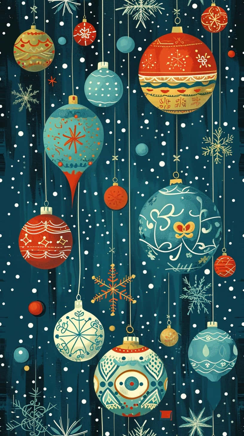 Vintage Christmas Ornaments Illustration