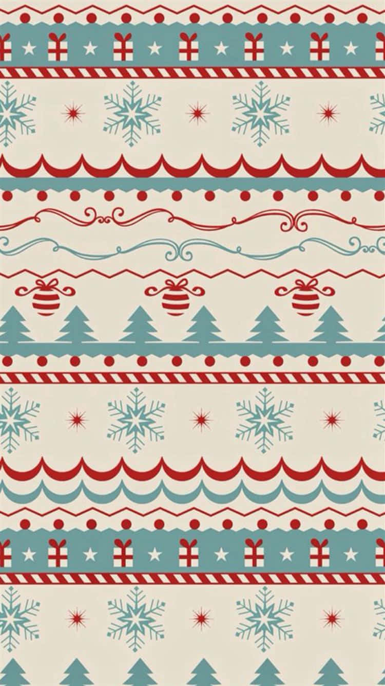 Vintage Christmas Patterni Phone Wallpaper Background