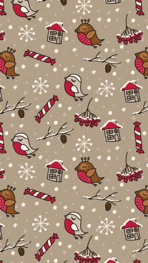 Vintage Christmas Patterni Phone Wallpaper