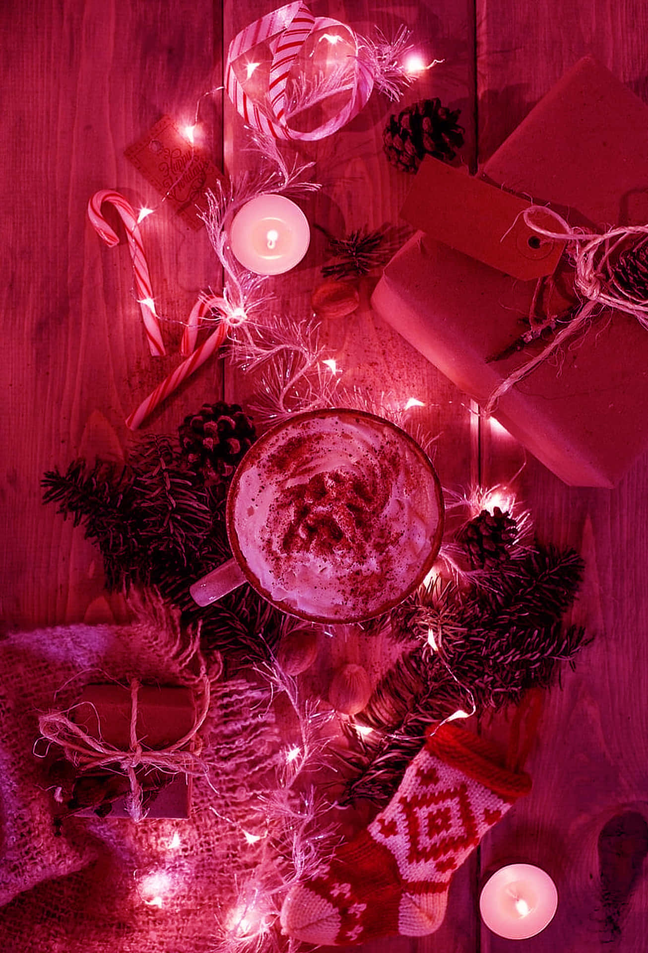 Vintage Christmas Red Background