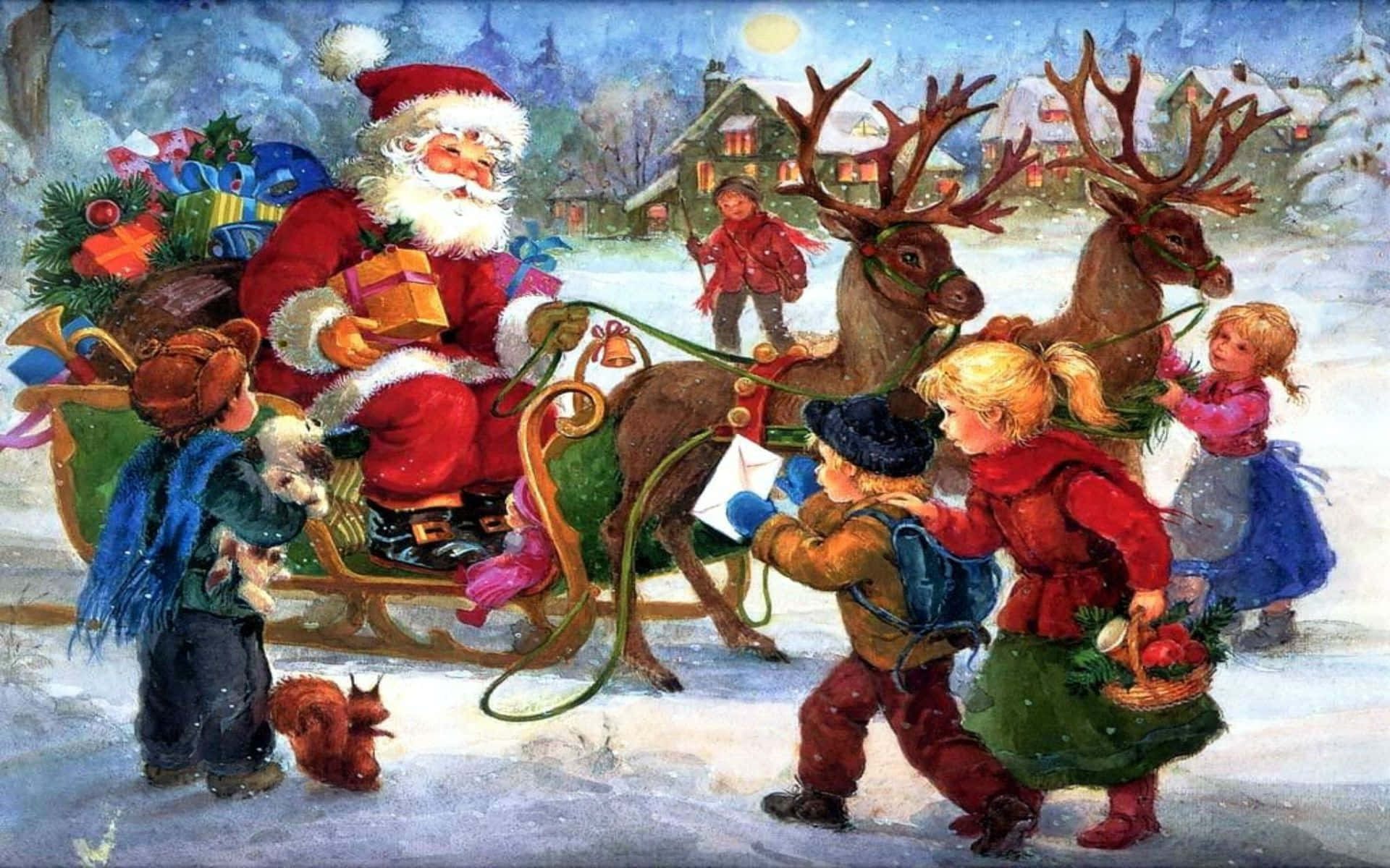 Vintage Christmas Santa Background