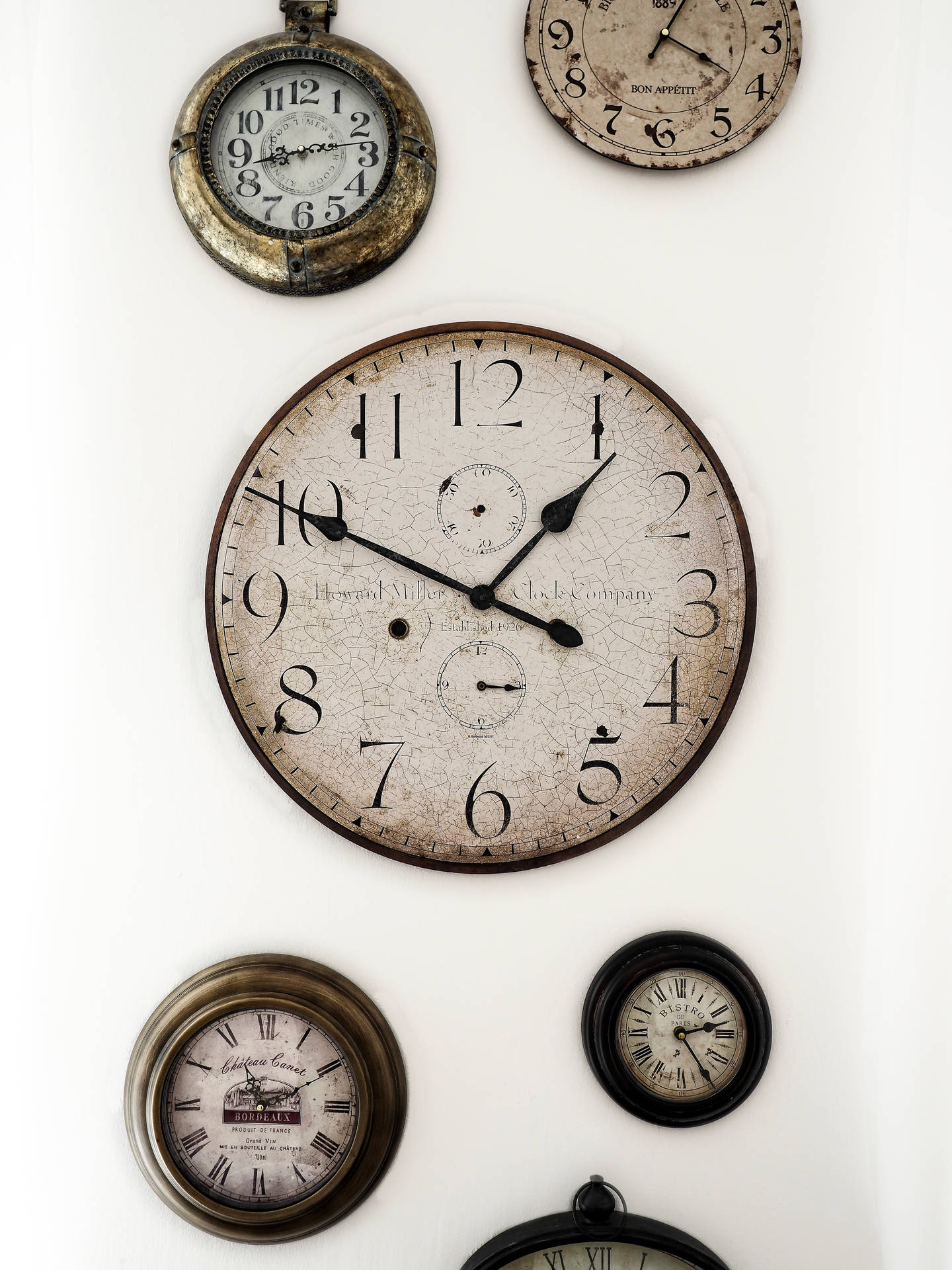 Vintage Clocks On The Wall Background