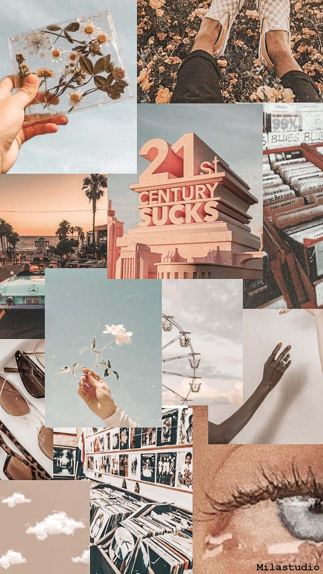 Vintage Collage Aesthetic Light Peach Color Background