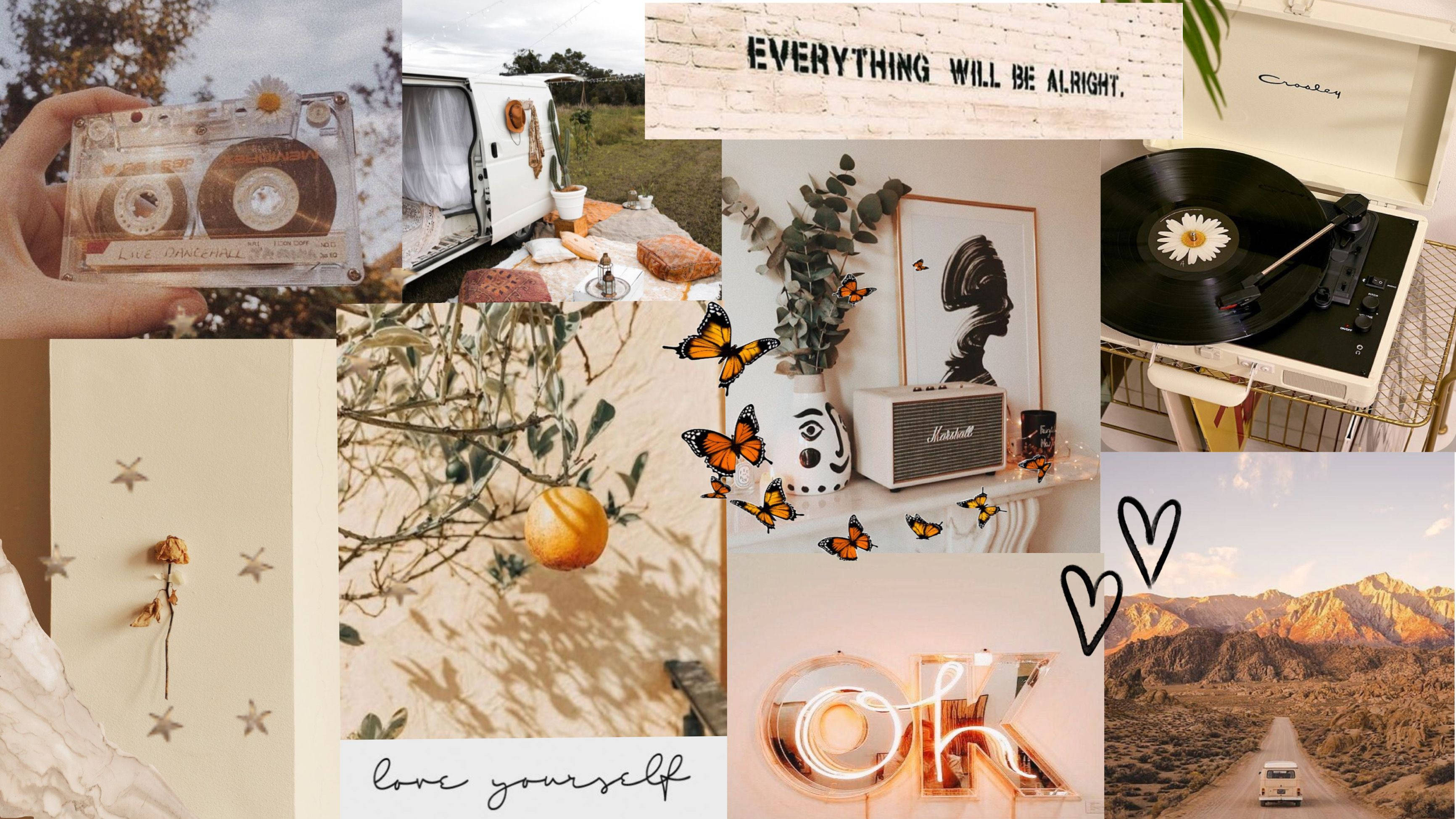 Vintage Collage Pinterest Aesthetic With Quotes Background