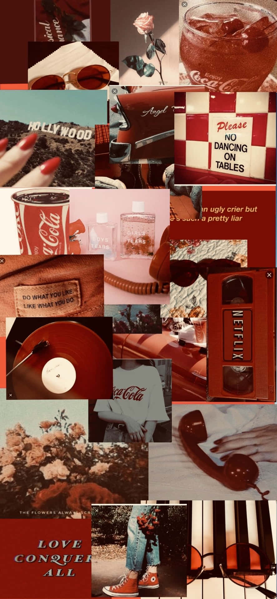 Vintage Collage Red Photos Background