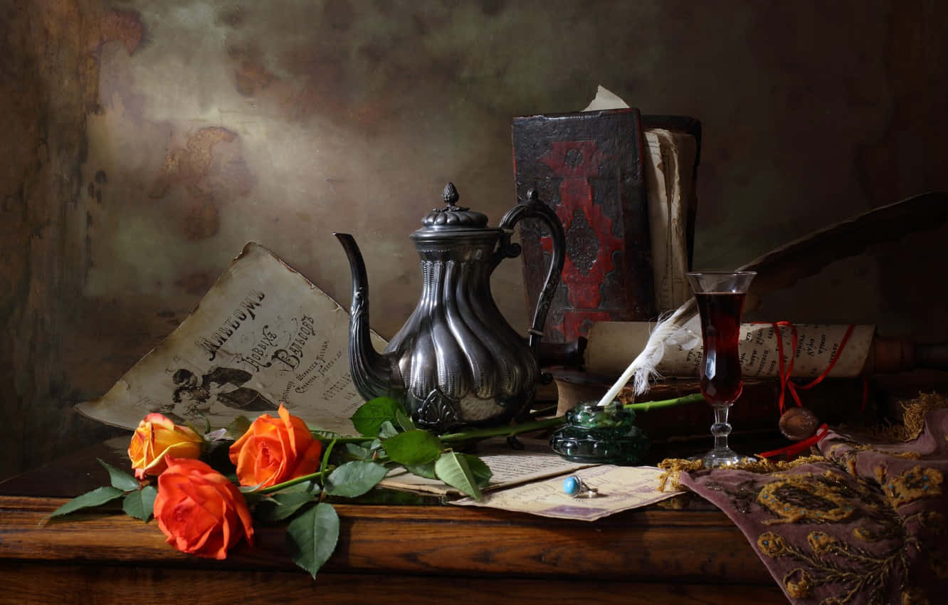 Vintage Desk Still Life Art Background