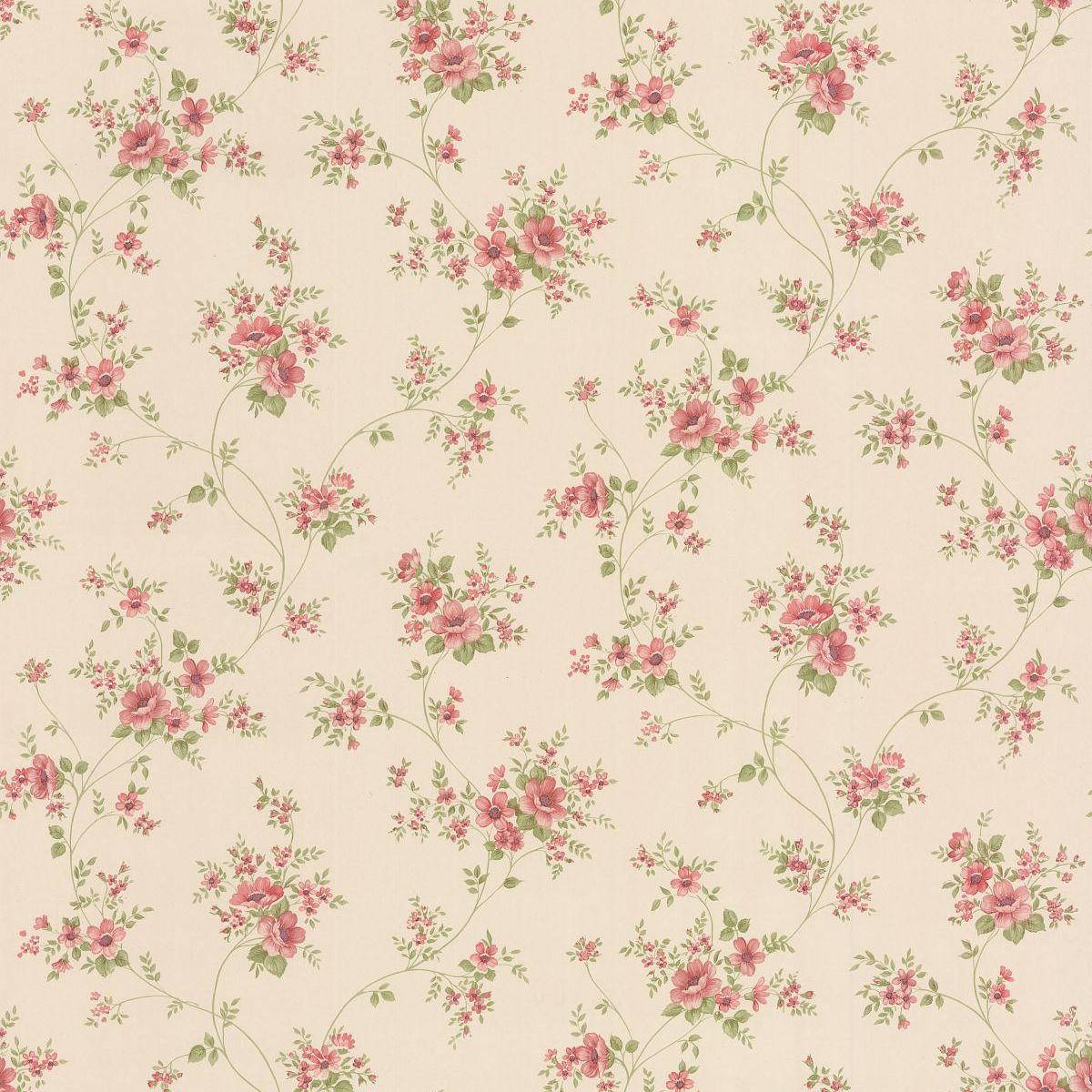 Vintage Dollhouse Flower Wall Covering Background