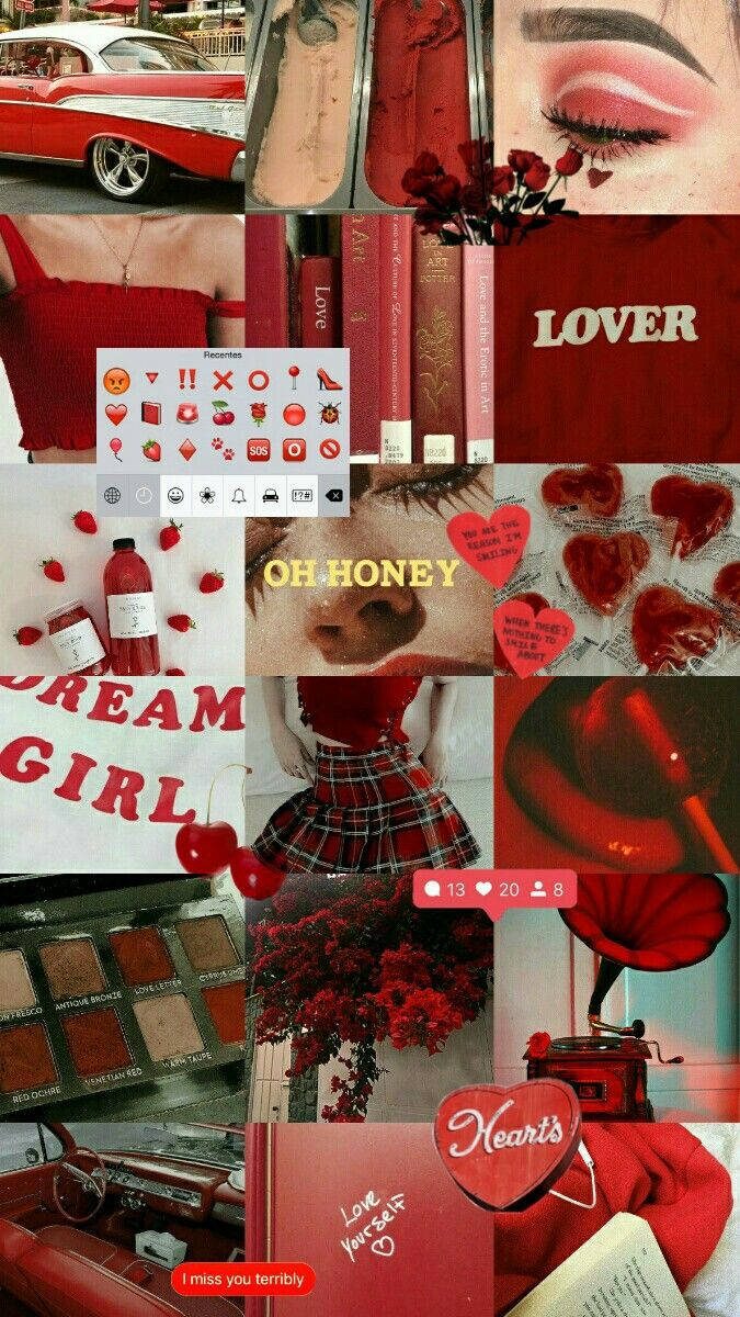 Vintage Dream Lover Collage Red Aesthetic Iphone Background