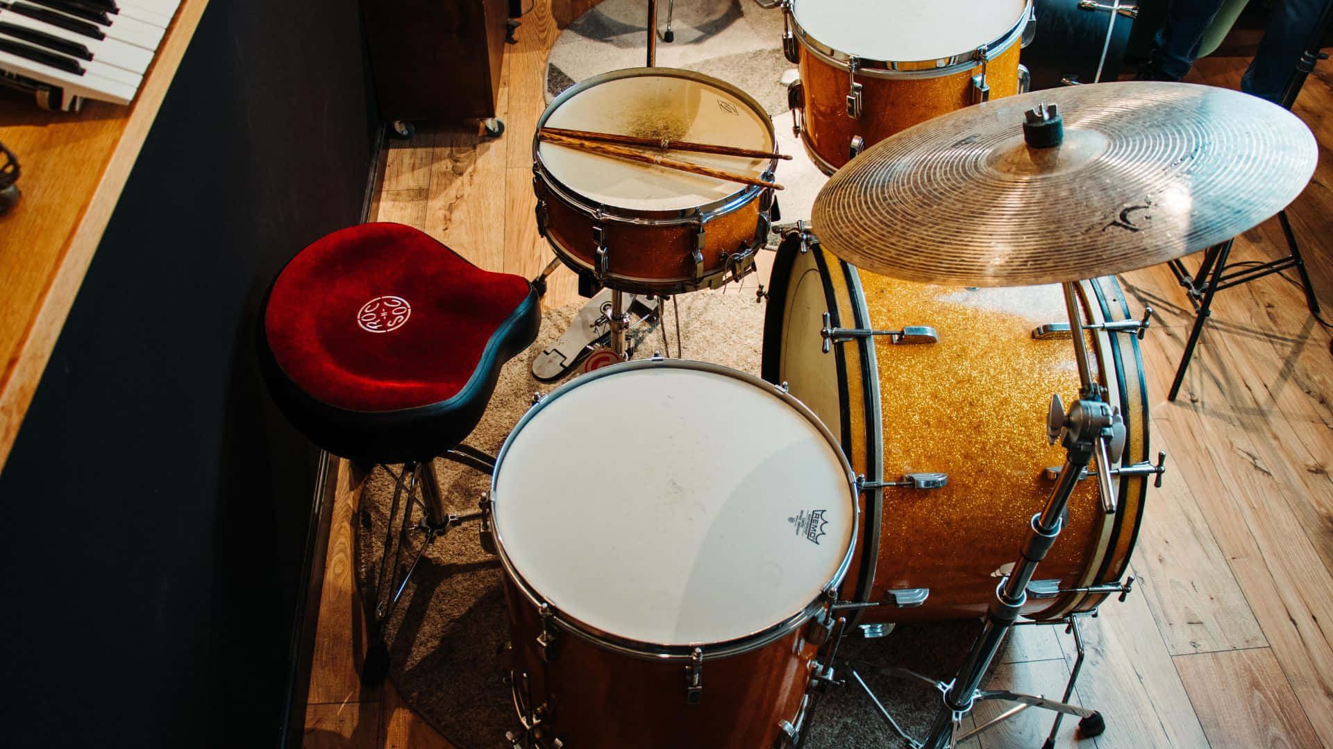 Vintage Drum Set Setup Background