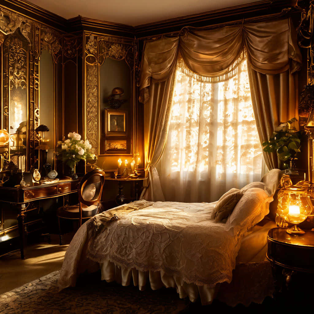 Vintage Elegance Bedroom Interior1920s Background