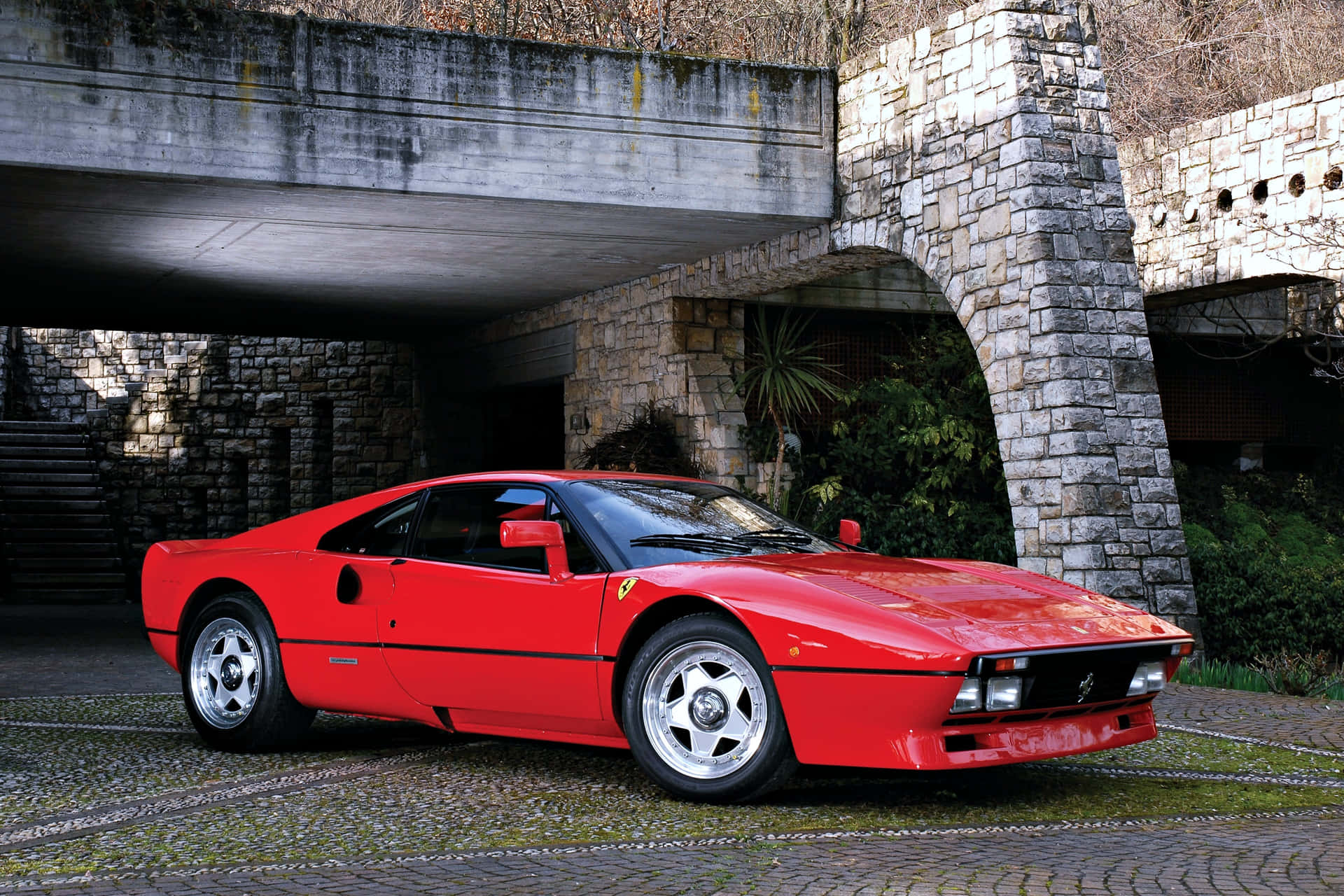 Vintage Ferrari In A Vintage House Background