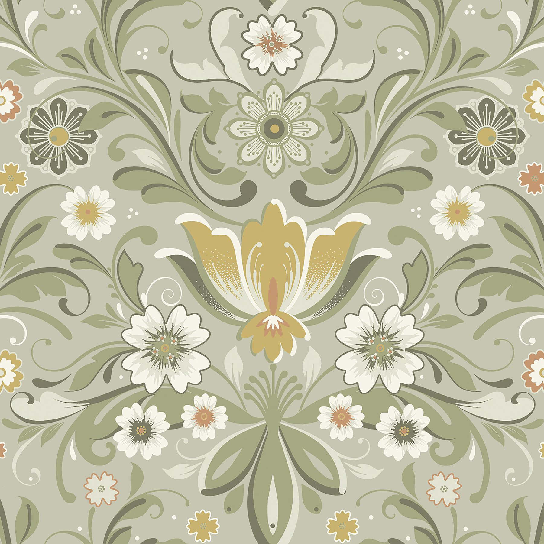 Vintage_ Floral_ Pattern_70s_ Style Background
